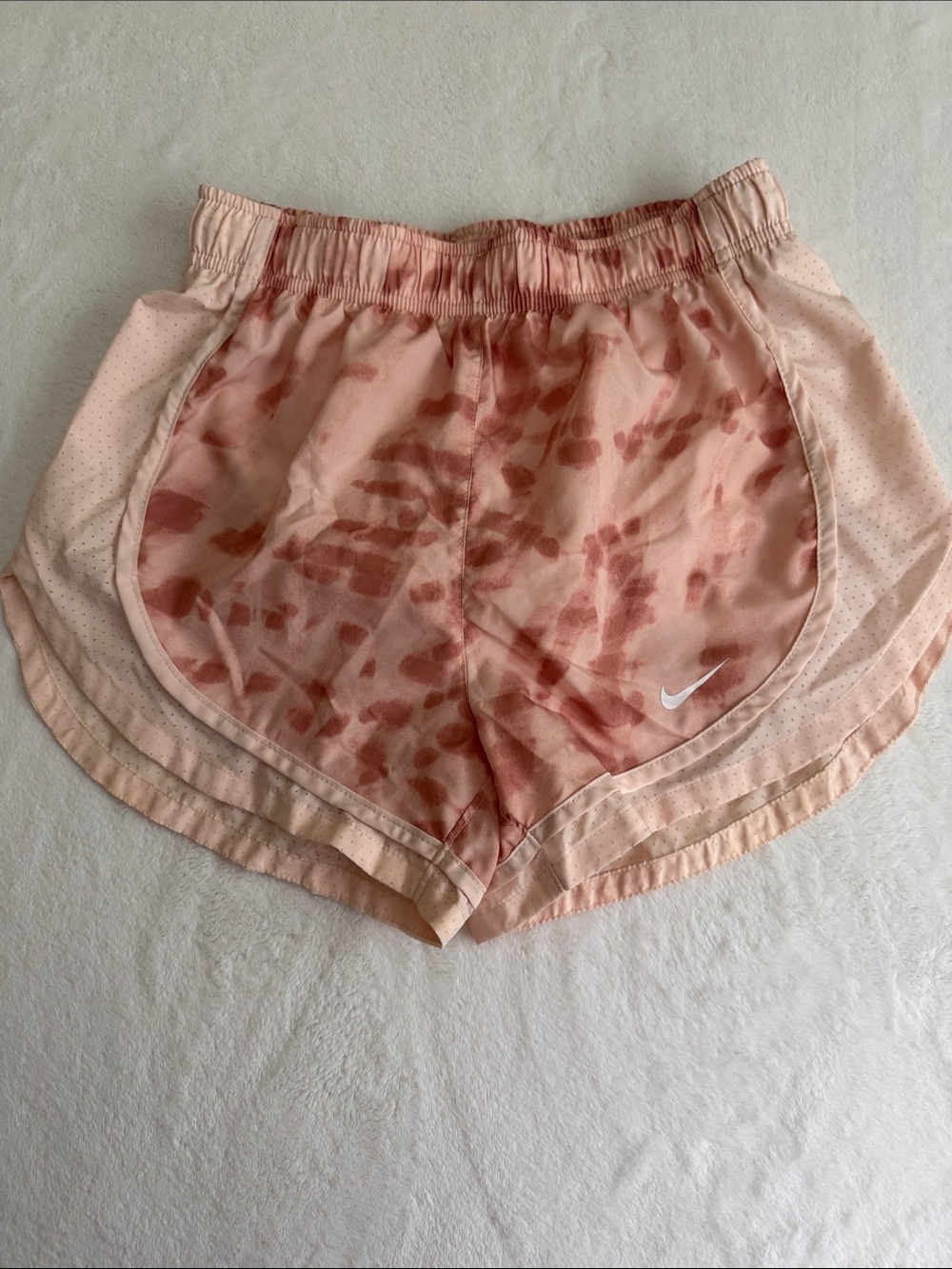 Nike Peach-Pink Tie-Dye Athletic Shorts